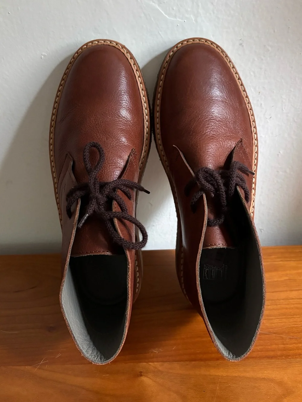Canali Light Brown Leather Men's Chukka Boots Made in Italy Size 41
